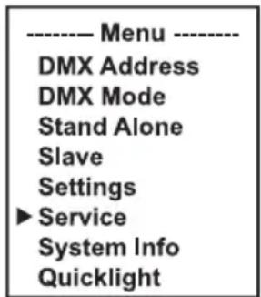 Cameo AZOR SP2 IP - SERVICE-MENÜ (Service) - 1