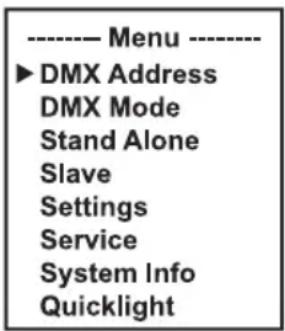Cameo AZOR SP2 IP - IMPOSTAZIONE DELL'INDIRIZZO DMX INIZIALE (DMX Address) - 1