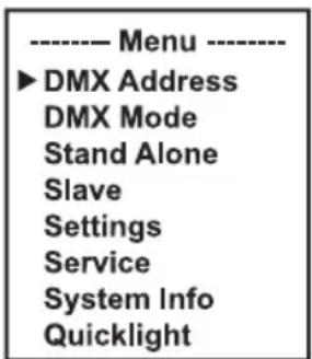 Cameo AZOR SP2 IP - CONFIGURACIÓN DE LA DIRECCIÓN DE INICIO DMX (DMX Address) - 1