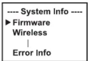 ---- System Info ---- ► Firmware Wireless | Error Info