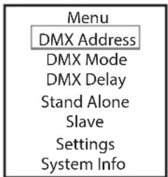 Cameo DROP P4 - IMPOSTAZIONE DELL'INDIRIZZO DI AVVIO DMX - 1