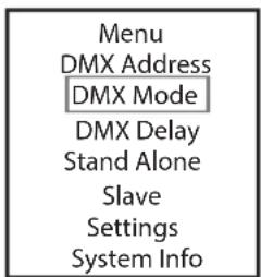 Cameo DROP P4 - IMPOSTAZIONE DELLA MODALITÀ DI FUNZIONAMENTO DMX - 1