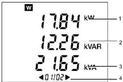 W 17.84 12.26 2 1.65 ←0 1/02→ kW kVAR kVA 1 2 3 4