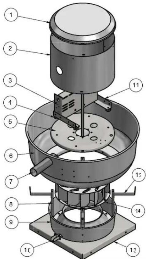 Canarm ALX210-DD100EC - ALX SERIES SPUN ALUMINUM UPBLAST EXHAUSTERS - EXPLODED VIEW - 1