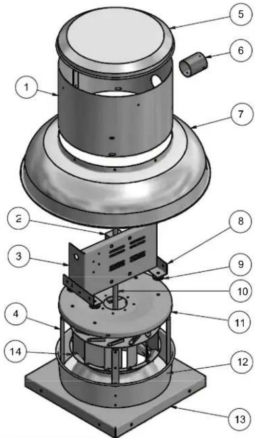 Canarm ALX180-DD100EC - ÉVACUATEUR DE LA SÉRIE ALX EN ALUMINIUM REPOUSSÉ À DÉBIT VERS LE HAUT VUE DÉTAILLÉE - 2