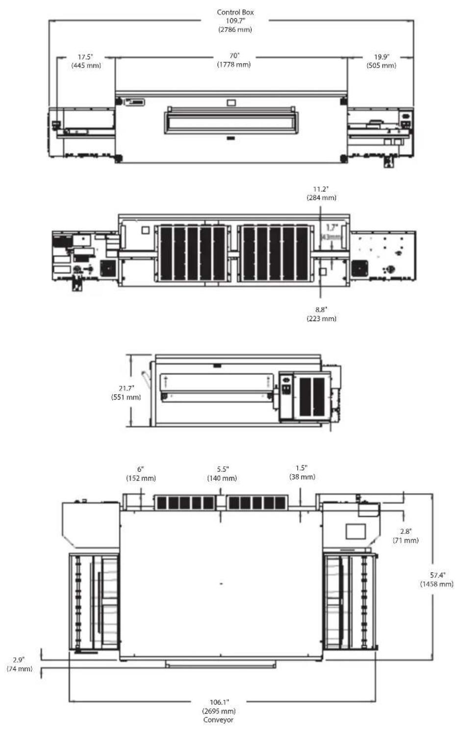 Lincoln Impinger FASTBAKE - Exterior Dimensions - 3270 - 1