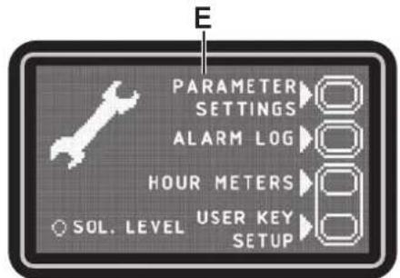 ADVANCE SC500 - Écran paramètres de la machine (F, Fig. 8) - 1