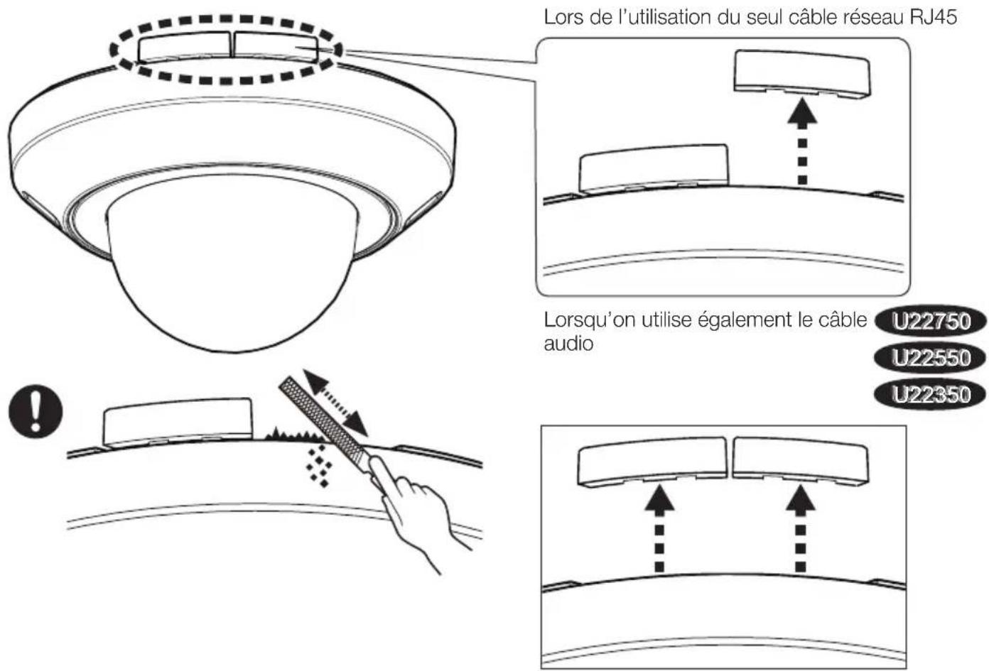 i-PRO WV-U22750-F3L - ■ Lors de l'utilisation de l'ouverture latérale d'accès de câble - 1