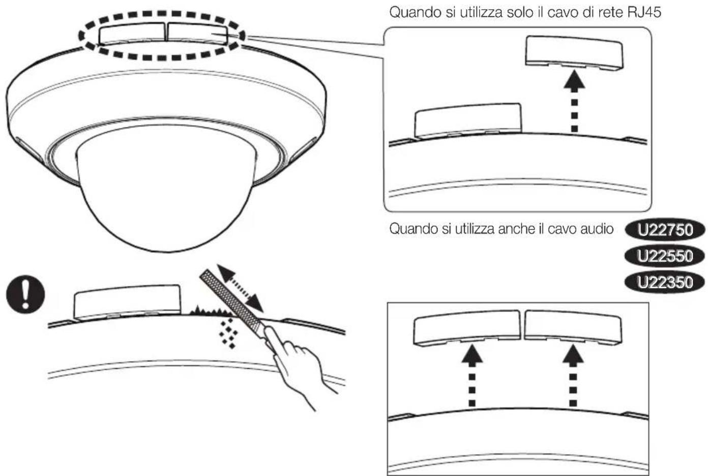 i-PRO WV-U22750-F3L - ■ Quando si utilizza il foro di accesso dei cavi laterale - 1