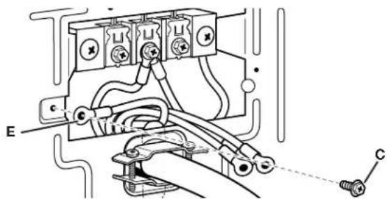 WHIRLPOOL CGM2779JWH - Connector le conducteur de terre du cordon d'alimentation - 1
