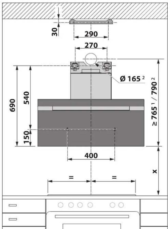 BERBEL Glassline 2 BKH 90 GL-2 - Installazione a parete dell'apparecchio - 1