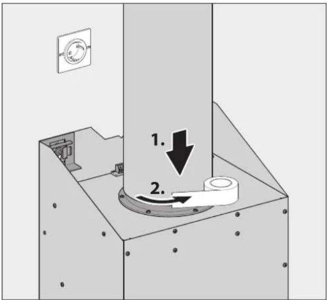 BERBEL Glassline 2 BKH 90 GL-2 - Connect exhaust air ducting (with exhausted air and hybrid mode) - 1