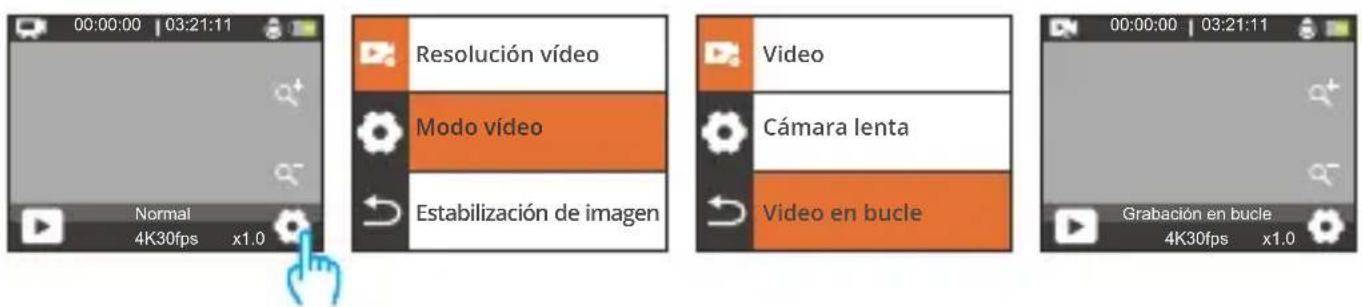 Akaso 4 Pro Action Cam - Modo Grabación en bucle - 1