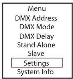 Cameo Studio PAR 4 G2 - SYSTEM SETTINGS (Settings) - 1