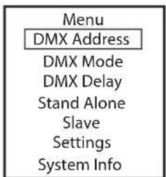 Cameo Studio PAR 4 G2 - RéGLAGE DE L'ADRESSE DE DÉPART DMX (DMX Address) - 1