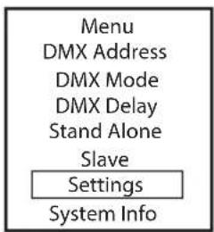 Cameo Studio PAR 4 G2 - CONFIGURACION DEL SISTEMA (Settings) - 1