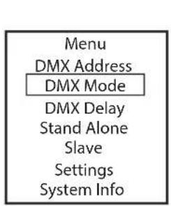 Cameo Studio PAR 4 G2 - RÉGLAGE DU MODE DE FONCTIONNEMENT DMX (DMX Mode) - 1