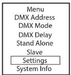 Cameo Studio PAR 4 G2 - IMPOSTAZIONI SISTEMA (Settings) - 1