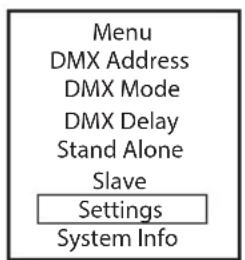 Cameo Studio PAR 4 G2 - SYSTEMEINSTELLUNGEN (Settings) - 1