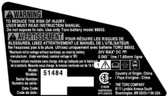 TORO 51484T - Autocollantsdesécuritéetd'instruction - 2