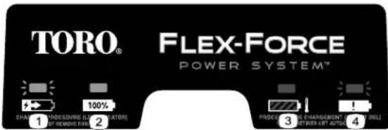 TORO® FLEX-FORCE POWER SYSTEM™ 1 100% 2 CHAMPION PROCEDURE (LICATOR) OF REMOVE THIS 3 PROCEDURE CHARGEMENTS OF THE PELL OF LOWER CAT AUTOCOM 4