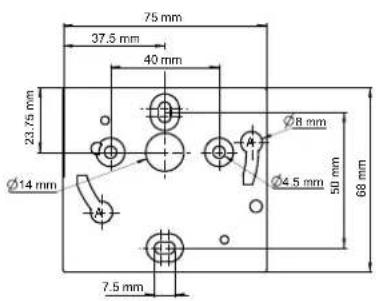 75 mm 37.5 mm 40 mm 23.75 mm Ø14 mm Ø8 mm Ø4.5 mm 50 mm 68 mm 7.5 mm