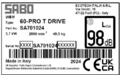 SABO 60-PRO T DRIVE - DADOS DE IDENTIFICacao DA MAQUINA E PLACAS DE IDENTIFICacao - 2