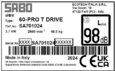 SABO 60-PRO T PUSH - DONNÉES D'IDENTIFICATION DE LA MACHINE ET PLAQUES SIGNALÉTIQUES - 2