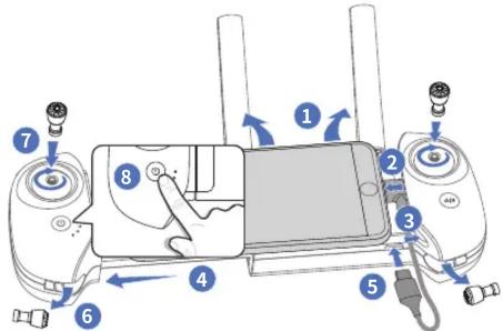 Diagram of a Drones hover with numbered parts and directional arrows indicating control or movement.