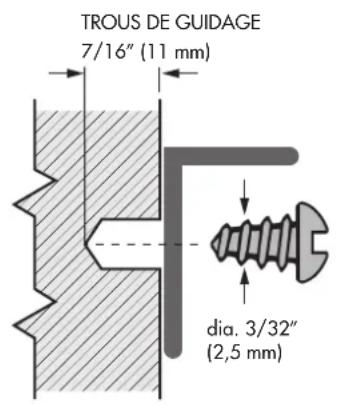 TROUS DE GUIDAGE 7/16" (11 mm) dia. 3/32" (2,5 mm)