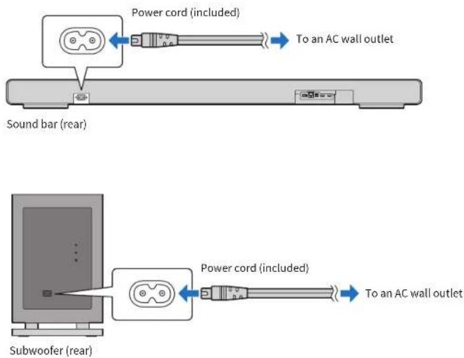 YAMAHA True X Bar 90A SR-X90A - Connecting the product to power and turning it on - 1