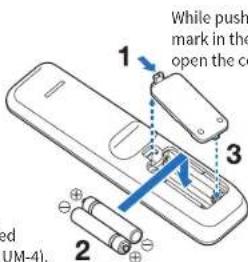 YAMAHA True X Bar 90A SR-X90A - Placing the batteries in the remote control - 1