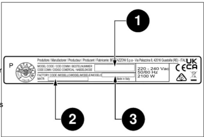 BERTAZZONI FMOD6117PTM3 - LECTURE DU MANUEL - 1