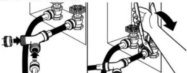 MAYTAG MGD7405RR - Fixer le long tuyau au raccord en « Y » et serrer les raccords - 1