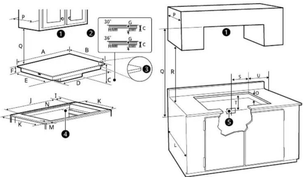 LG CBEW3017BE - Dimensions et dégagements - 1