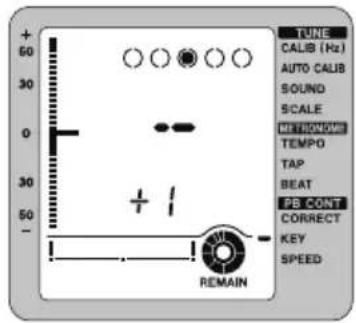 TUNE CALIB (Hz) AUTO CALIB SOUND SCALE METHNICUM TEMPO TAP BEAT PB CONT CORRECT KEY SPEED + 1 - REMAIN