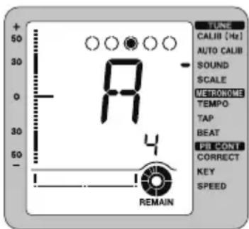 TUNE CALIB [Hz] AUTO CALIB SOUND SCALE METRONOME TEMPO TAP BEAT PB CONT CORRECT KEY SPEED 4 REMAIN