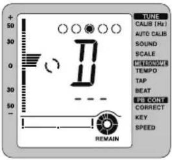 TUNE CALIB (Hz) AUTO CALIB SOUND SCALE MINISSIONE TEMPO TAP BEAT PB CONT CORRECT KEY SPEED REMAIN