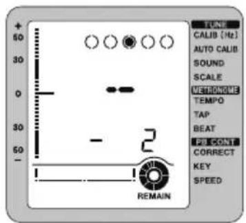 TUNE CALIB [Hz] AUTO CALIB SOUND SCALE METRONOME TEMPO TAP BEAT PE POINT CORRECT KEY SPEED - 2 REMAIN
