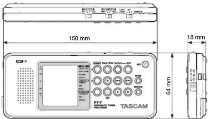 150 mm 64 mm 18 mm PT-7 DIPOMATIC TUNES RECUMBER TASCAM