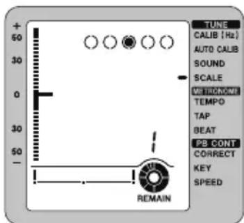 TUNE CALIB [Hz] AUTO CALIB SOUND SCALE METRONE TEMPO TAP BEAT PB-CONT CORRECT KEY SPEED REMAIN