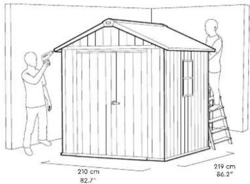 210 cm 82.7° 219 cm 86.2°