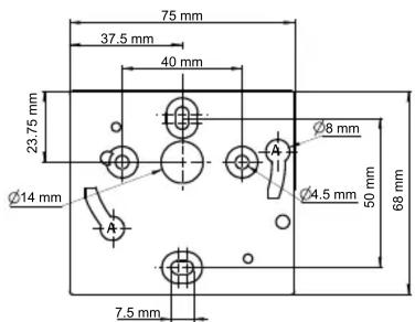 75 mm 37.5 mm 40 mm 23.75 mm Ø14 mm Ø8 mm Ø4.5 mm 50 mm 68 mm 7.5 mm