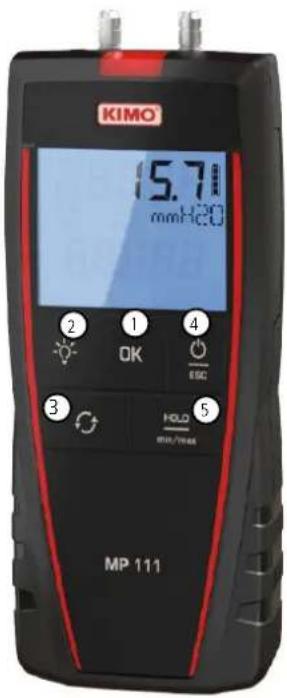 KIMO 15.7 mmHCO 2 OK 4 ESC 3 HOLD RIN/THA 5 MP 111