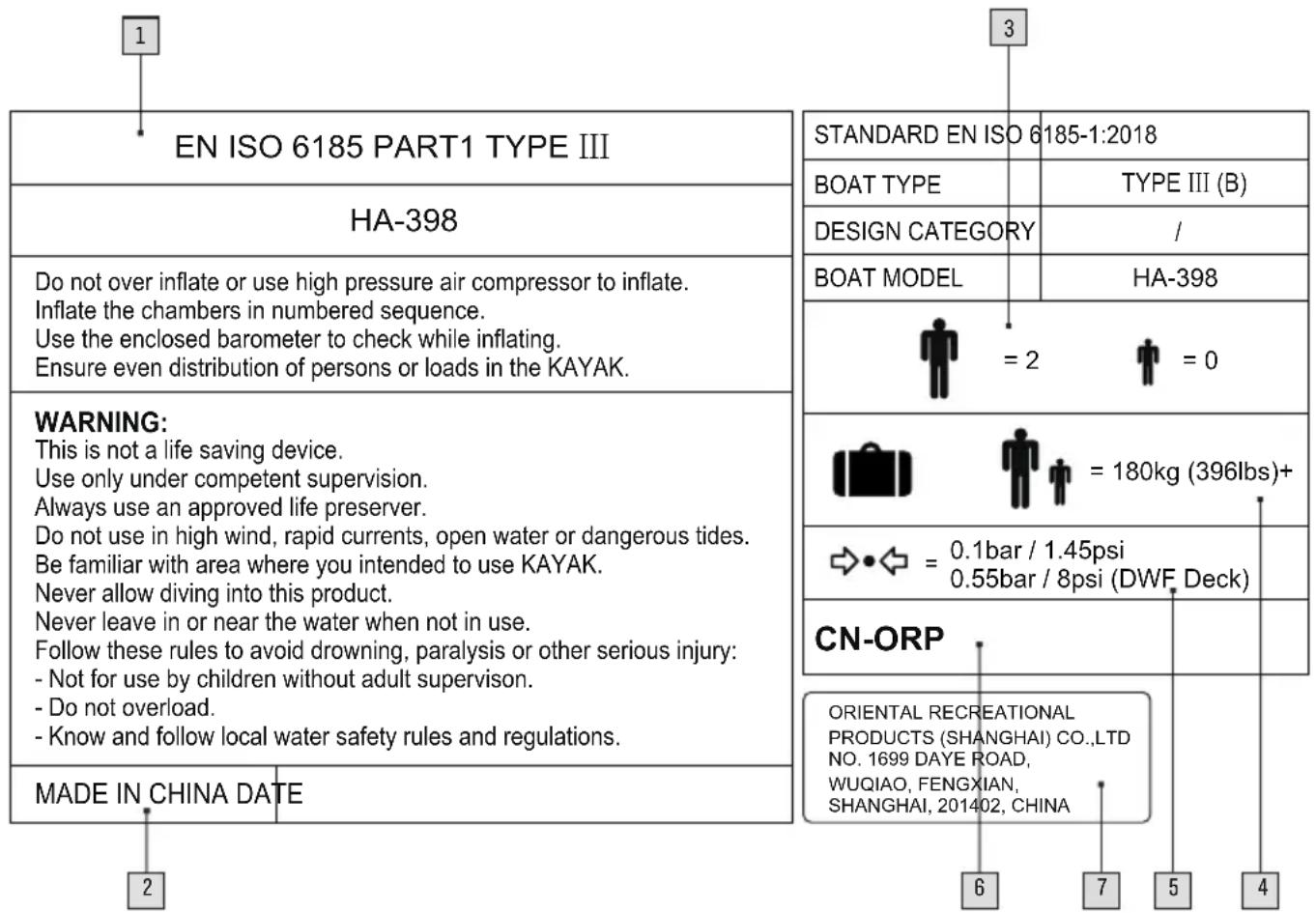 Aqua Marina Halve - LISTE D'ETIQUETTES D'INFORMATION - 1