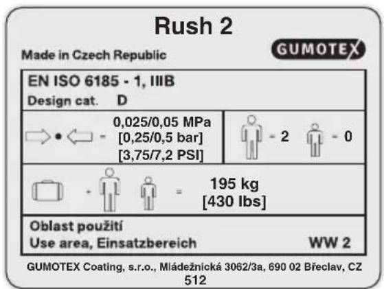 Gumotex Rush 2 - Щиток изготовителя – объяснение символов - 2