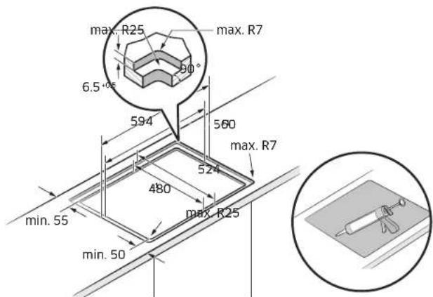 SAMSUNG NZ64B5066HK - Installing the hob - 2