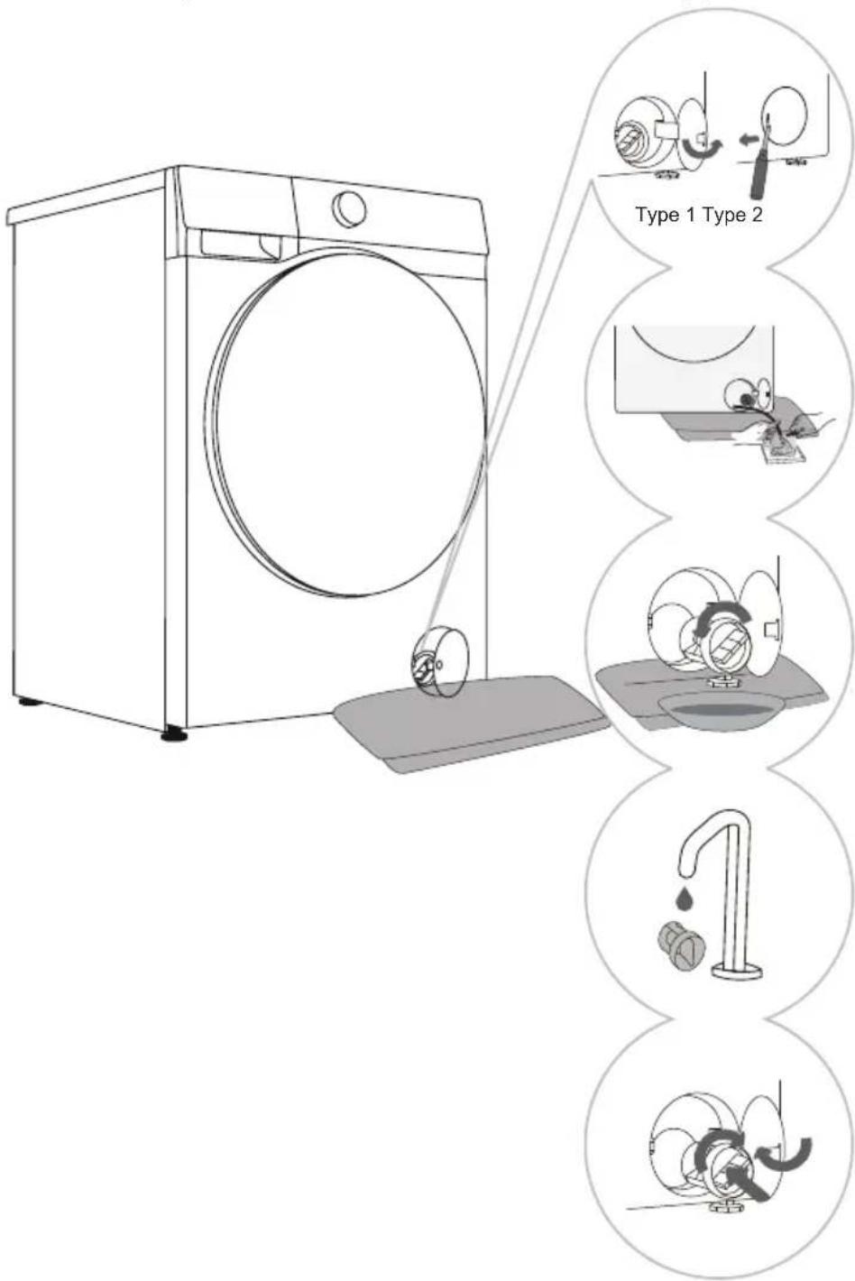 HISENSE WD5I8043BWF - NETTOYAGE DU FILTRE DE LA POMPE - 2