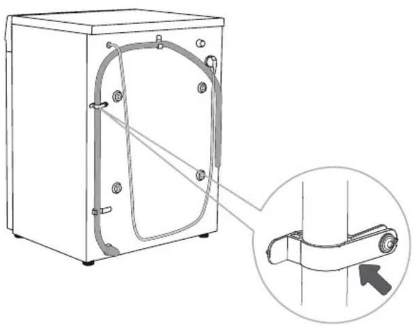 HISENSE WD5I8043BWF - RACCORDEMENT ET FIXATION DU TUYAU D'ÉVACUATION D'EAU - 2