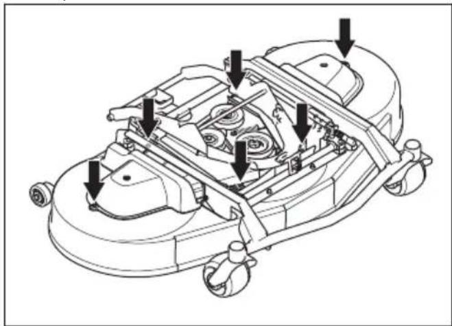 HUSQVARNA Rider P 524XR EFI - Pour retirer les capots du carter de coupe (R137, 137X) - 1